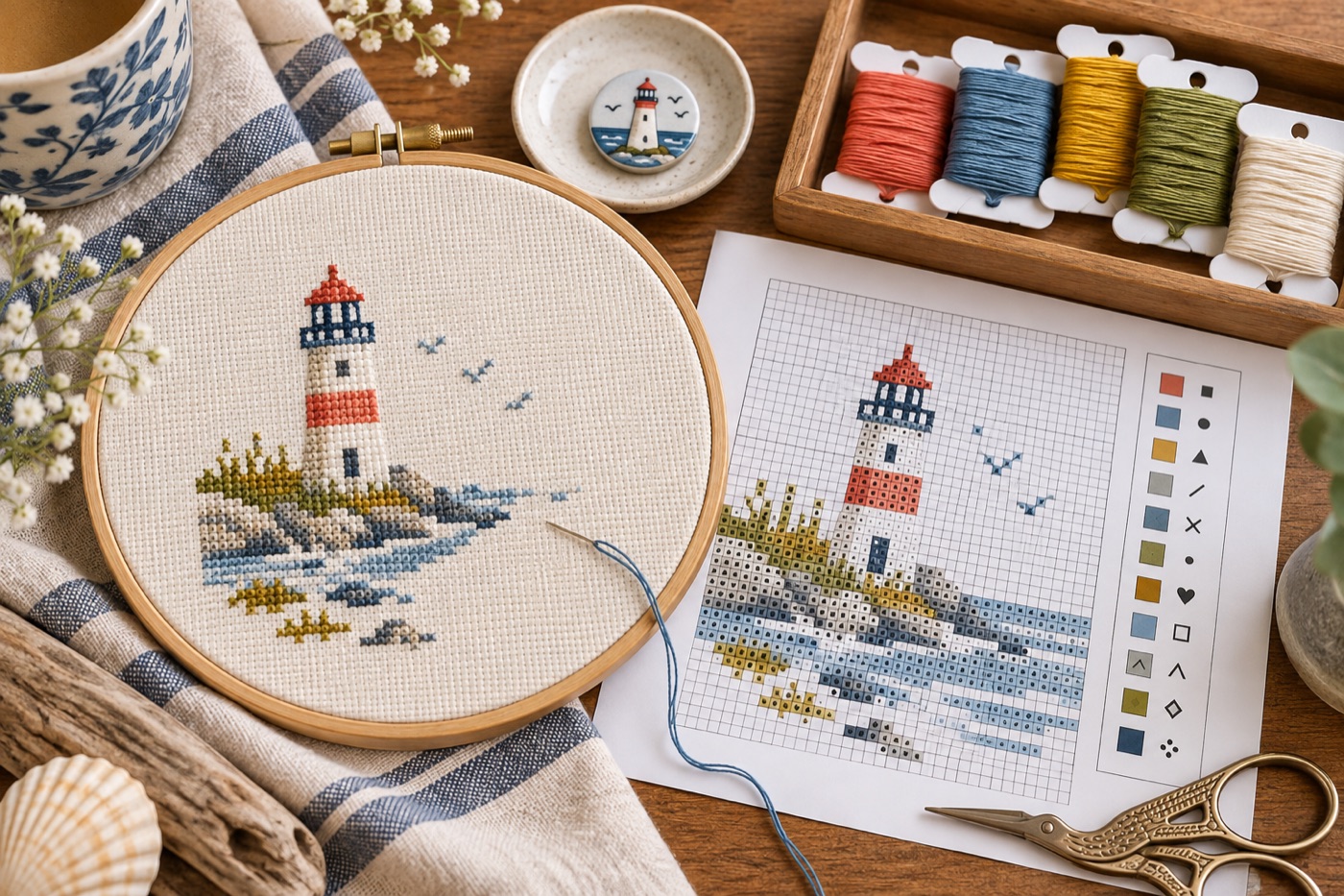 A colorful gridded craft design in progress