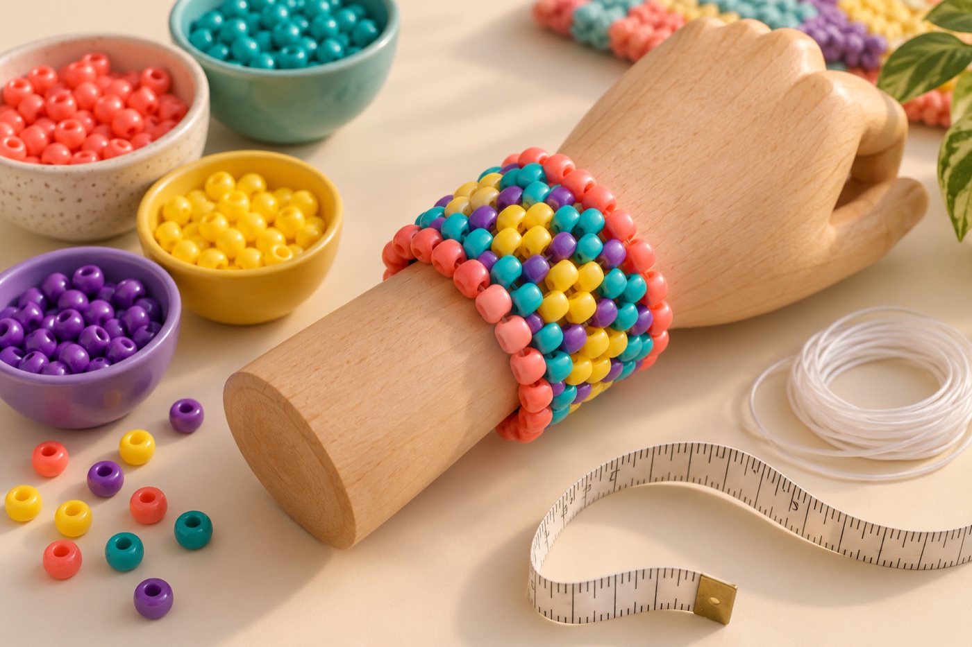 Bright beads ready for a wearable pattern