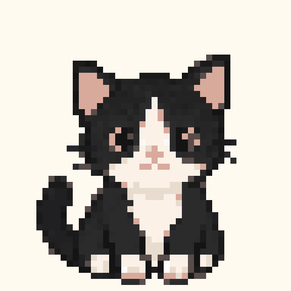 Tuxedo Kitten pixel pattern