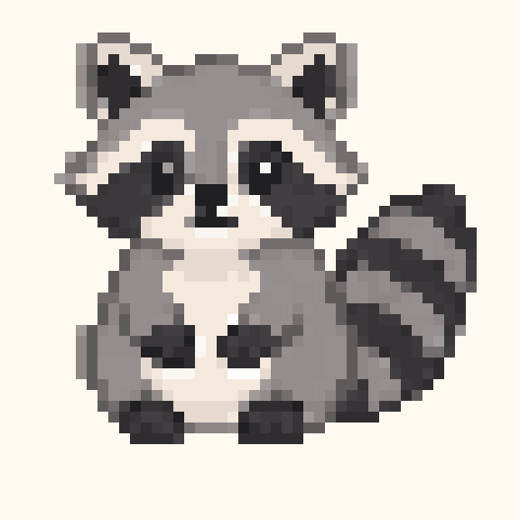 Woodland Raccoon pixel pattern