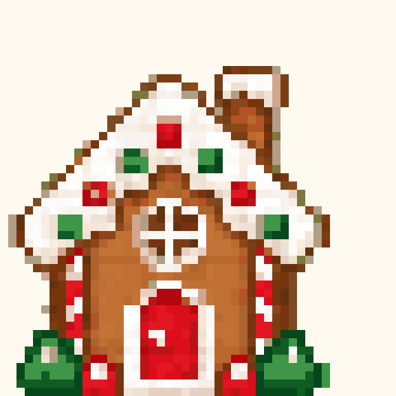 Snow Roof Gingerbread House pixel pattern