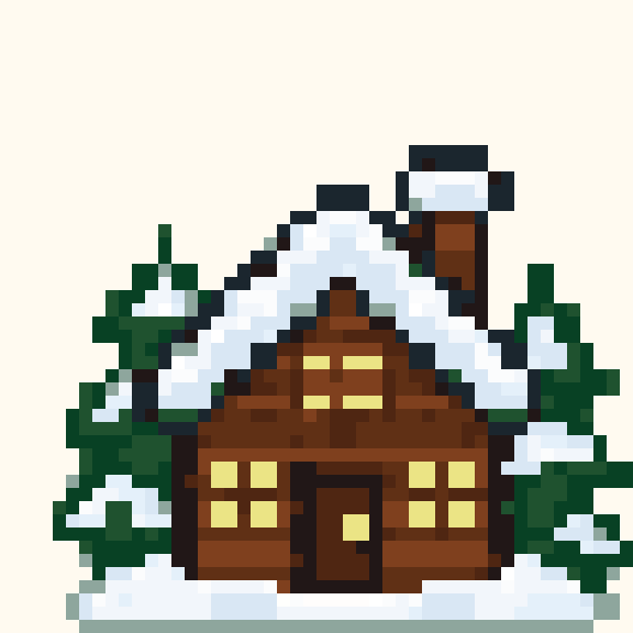 Snowy Cabin pixel pattern