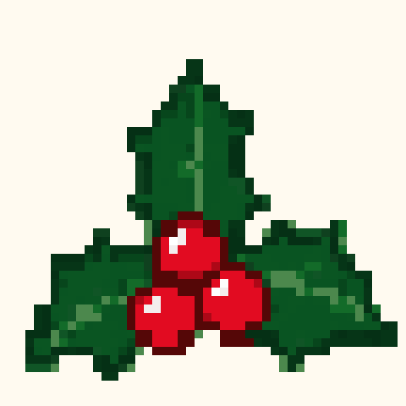 Winter Holly pixel pattern