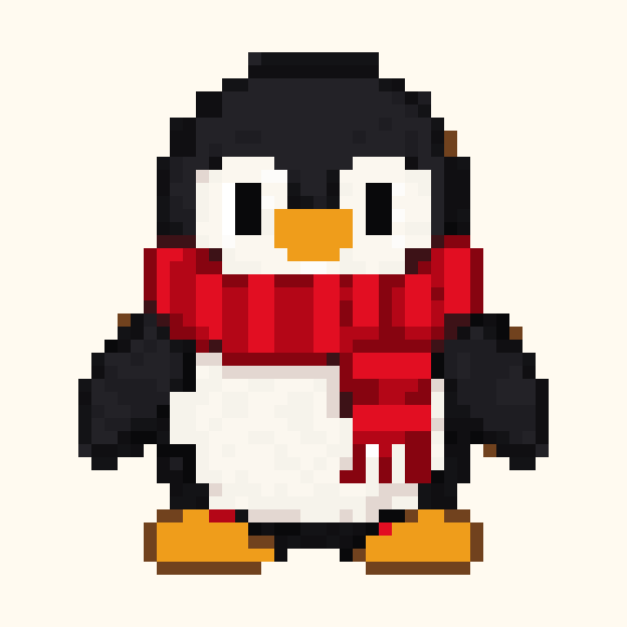 Scarf Penguin pixel pattern