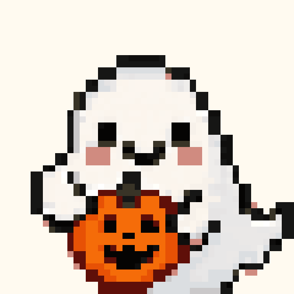 Ghost with Pumpkin pixel pattern