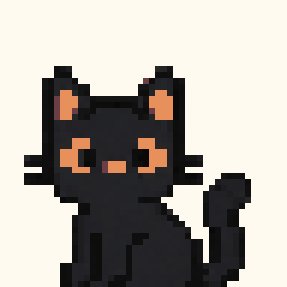 Midnight Sitting Cat pixel pattern