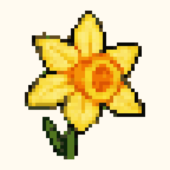 Yellow Daffodil pixel pattern