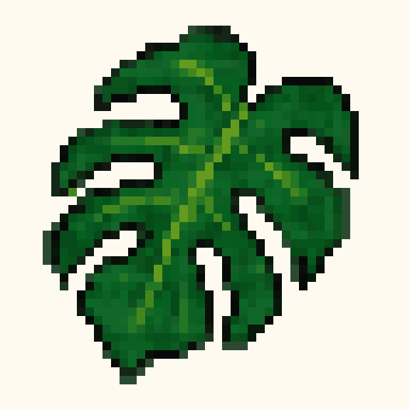 Monstera Leaf pixel pattern