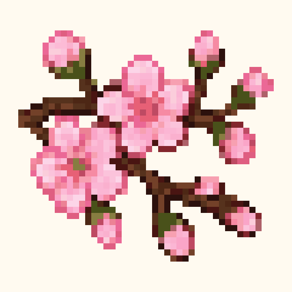 Cherry Blossom Branch pixel pattern