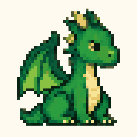 Emerald Dragon Sitting pixel pattern