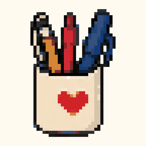 Pencil Cup pixel pattern