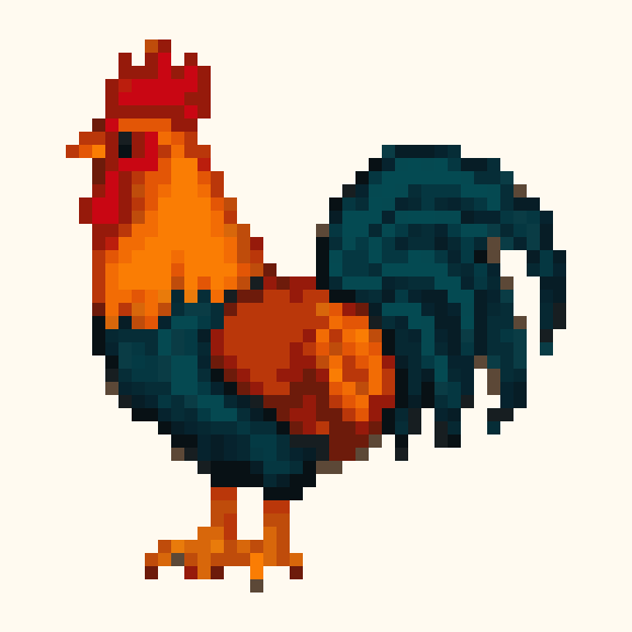 Rooster pixel pattern